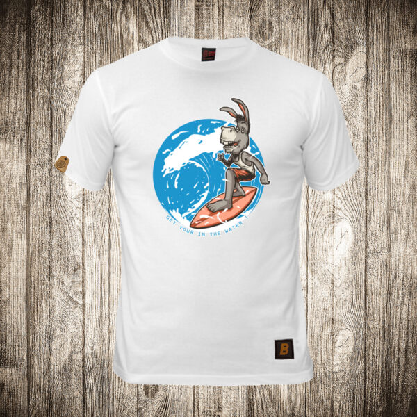 decija majica boja bela slika magarac surfer
