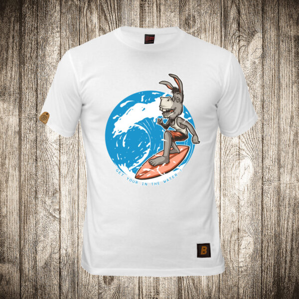 muska majica boja bela slika magarac surfer