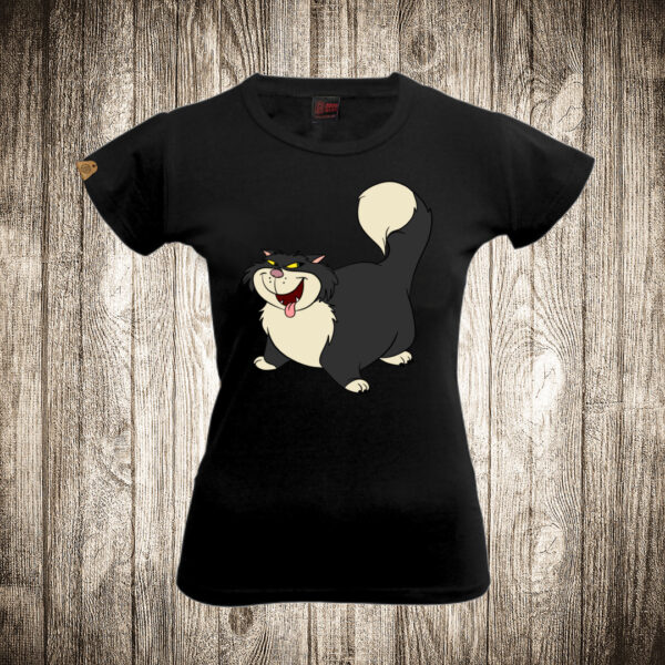 zenska majica boja crna slika pepeljuga lucifer macak