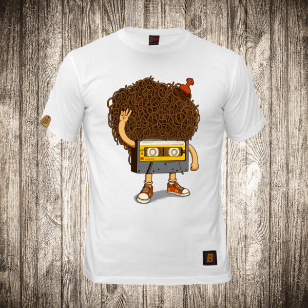 muska majica boja bela slika afro kaseta retro
