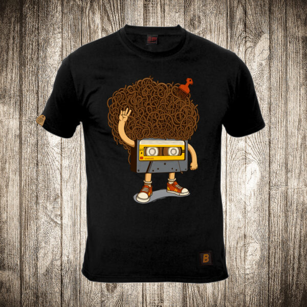 muska majica boja crna slika afro kaseta retro