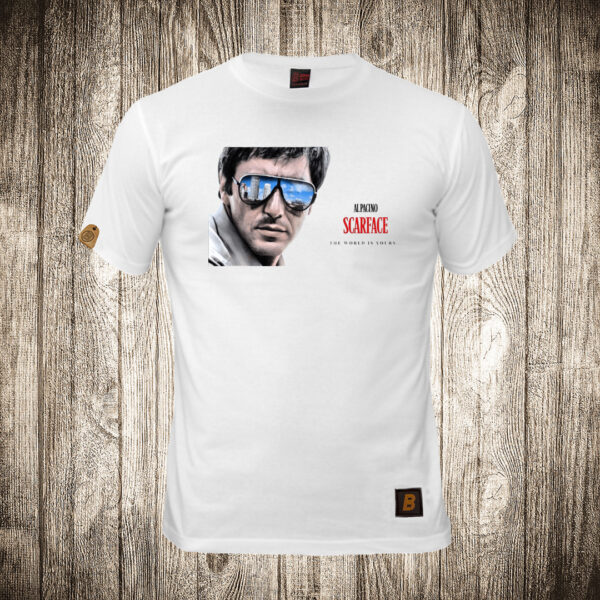 muska majica boja bela slika al pacino scarface world is yours
