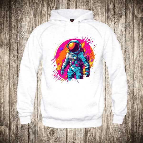 duks sa kapuljacom boja bela slika astronaut multikolor