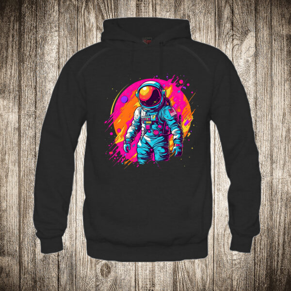 duks sa kapuljacom boja crna slika astronaut multikolor