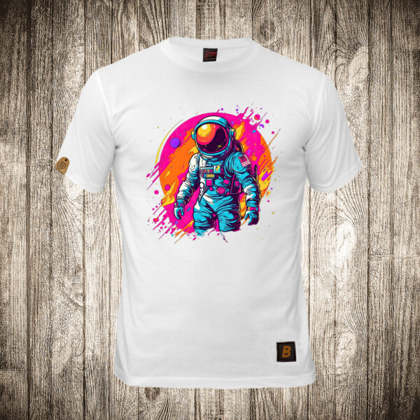 muska majica boja bela slika astronaut multikolor