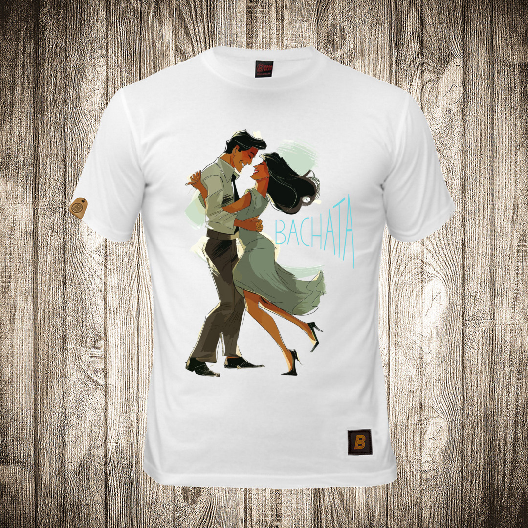 Muška majica bele boje sa motivom Bachata ples 1 muska majica boja bela slika bachata ples 1