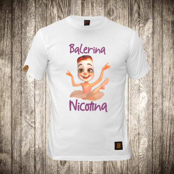 decija majica boja bela slika balerina nicotina brain rot