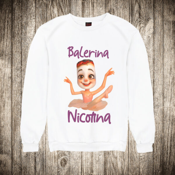 duks bez kapuljace boja bela slika balerina nicotina brain rot