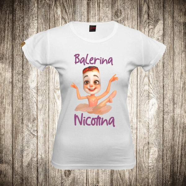 zenska majica boja bela slika balerina nicotina brain rot
