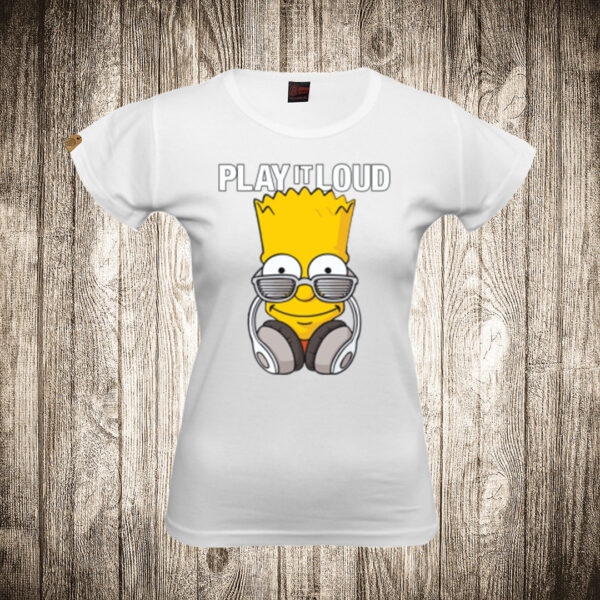 zenska majica boja bela slika bart simpson 4 muzika