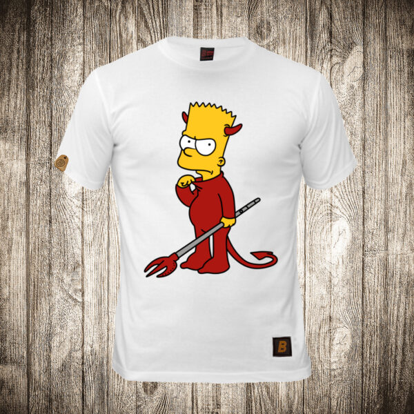 muska majica boja bela slika bart simpson djavo