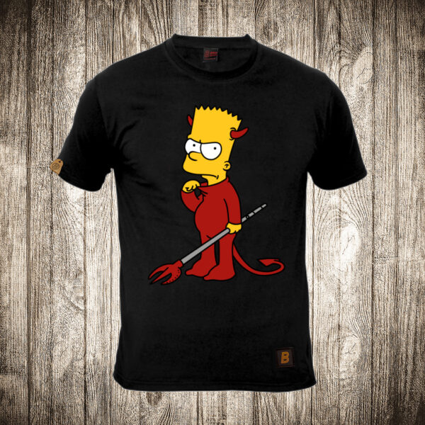 muska majica boja crna slika bart simpson djavo