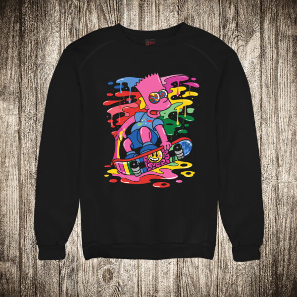 duks bez kapuljace boja crna slika bart simpson u psihodelicnim bojama
