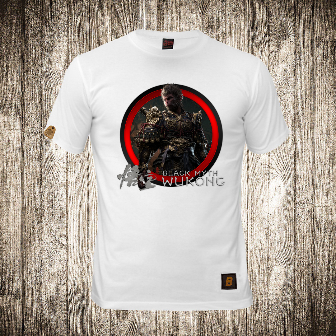 Muška majica bele boje sa motivom Black Myth Wukong 2 muska majica boja bela slika black myth wukong 2