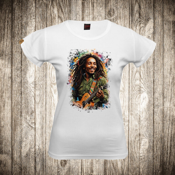 zenska majica boja bela slika bob marley 5 bob marli