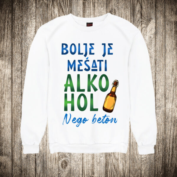 duks bez kapuljace boja bela slika bolje mesati alkohol nego beton