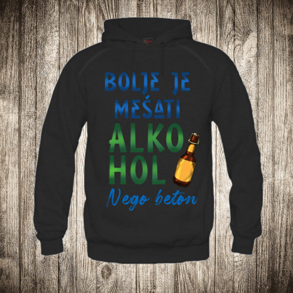 duks sa kapuljacom boja crna slika bolje mesati alkohol nego beton