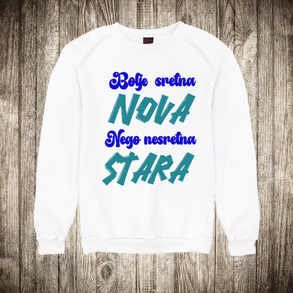 duks bez kapuljace boja bela slika bolje sretna nova nego nesretna stara