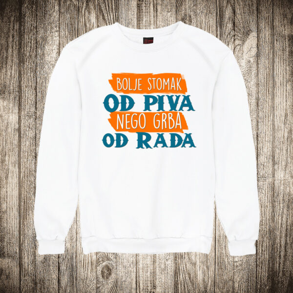 duks bez kapuljace boja bela slika bolje stomak od piva nego grba od posla