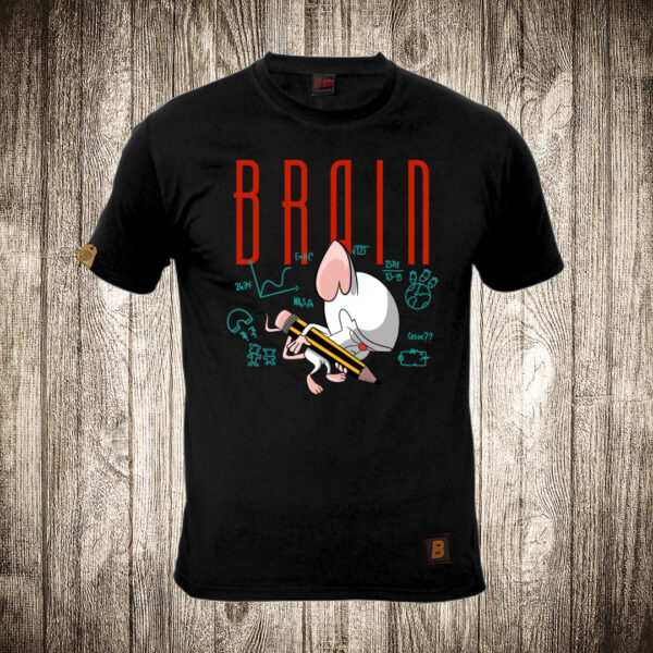 muska majica boja crna slika brain sa olovkom pinky and brain