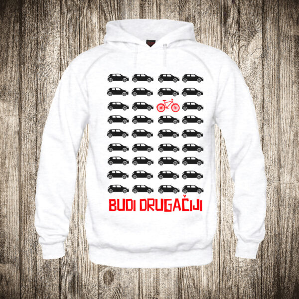 duks sa kapuljacom boja bela slika budi drugaciji bicikl