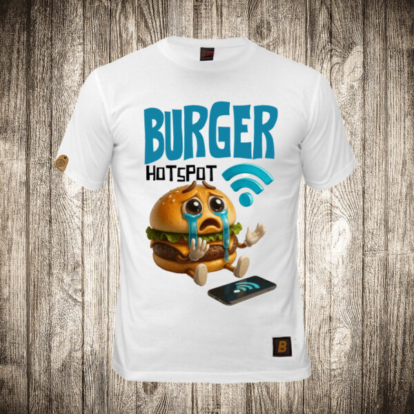 muska majica boja bela slika burger hotspot brain rot