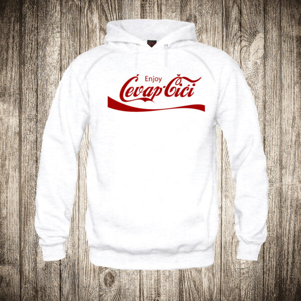 duks sa kapuljacom boja bela slika cevapcici 2 coca cola