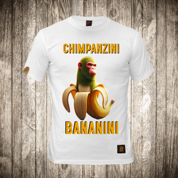 muska majica boja bela slika chimpanzini bananini