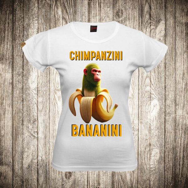 zenska majica boja bela slika chimpanzini bananini