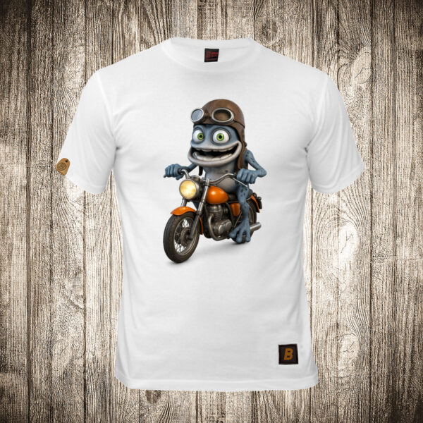 decija majica boja bela slika crazy frog na motoru