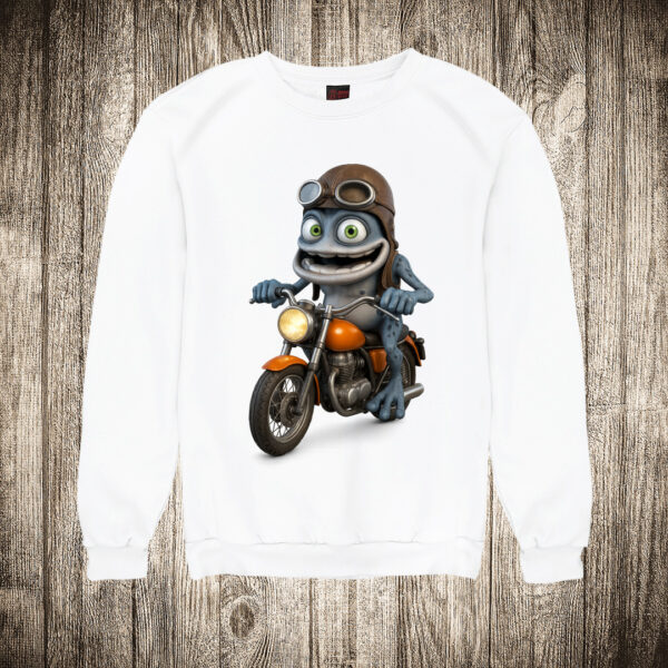 duks bez kapuljace boja bela slika crazy frog na motoru