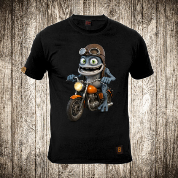 muska majica boja crna slika crazy frog na motoru