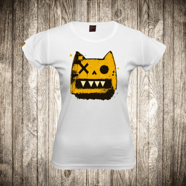 zenska majica boja bela slika creepy macak cat 1