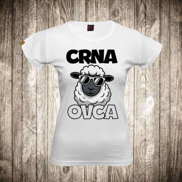 zenska majica boja bela slika crna ovca 2