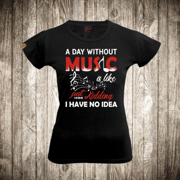 zenska majica boja crna slika dan bez muzike a day without music