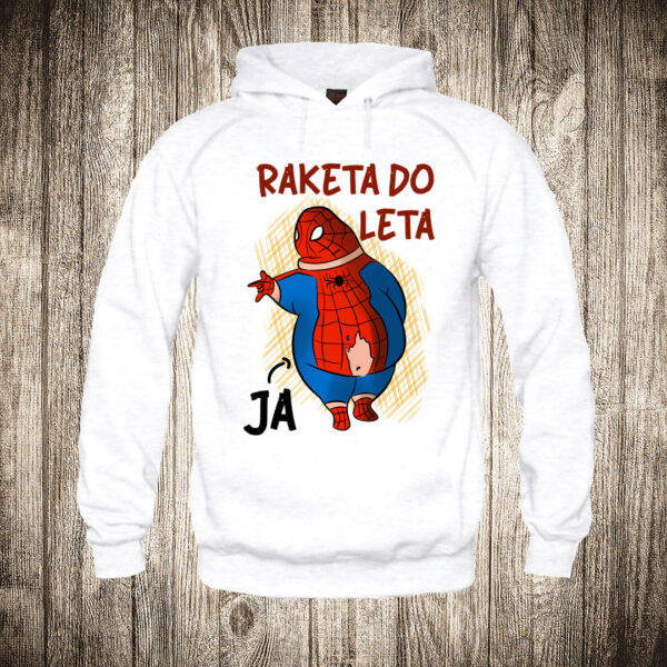 deciji duks boja bela slika debeli spajdermen ne spreman za leto