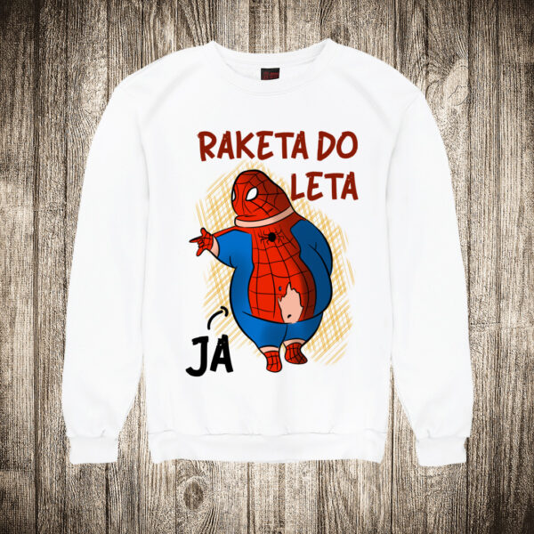 duks bez kapuljace boja bela slika debeli spajdermen ne spreman za leto