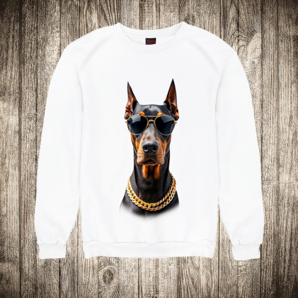 duks bez kapuljace boja bela slika doberman krimos lanac i naocare 1