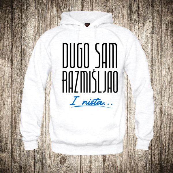 duks sa kapuljacom boja bela slika dugo sam razmisljao i nista
