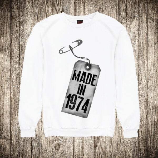 duks bez kapuljace boja bela slika etiketa made in 1974 upisati godinu po zelji 1