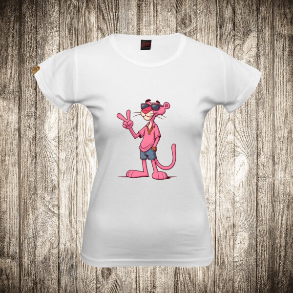 zenska majica boja bela slika fensi pink panter moda