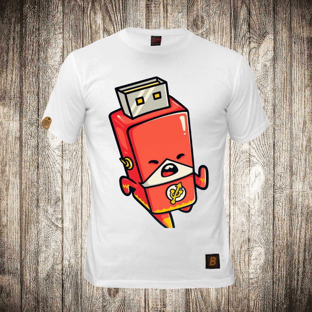 Muška majica bele boje sa motivom Flaš memorija - Flash muska majica boja bela slika flas memorija flash