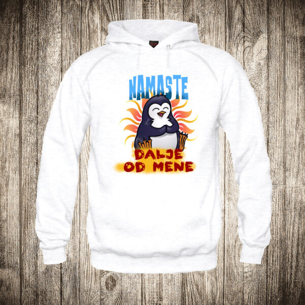 deciji duks boja bela slika pingvin namaste dalje od mene