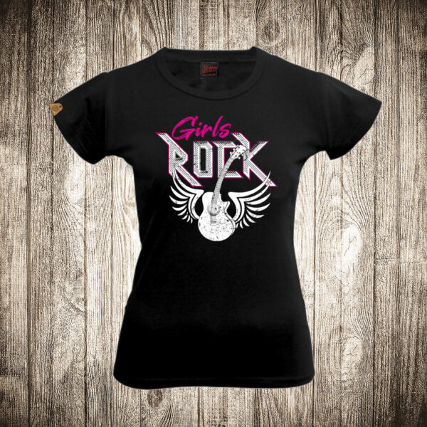 zenska majica boja crna slika gitara 10 girl rock