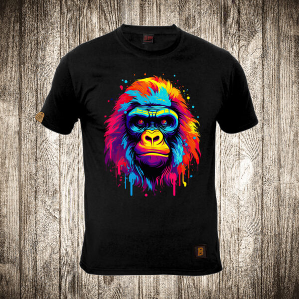 muska majica boja crna slika gorila multikolor