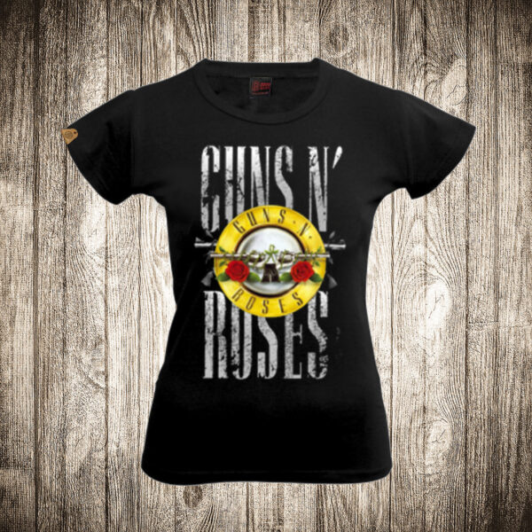 zenska majica boja crna slika guns and roses 2