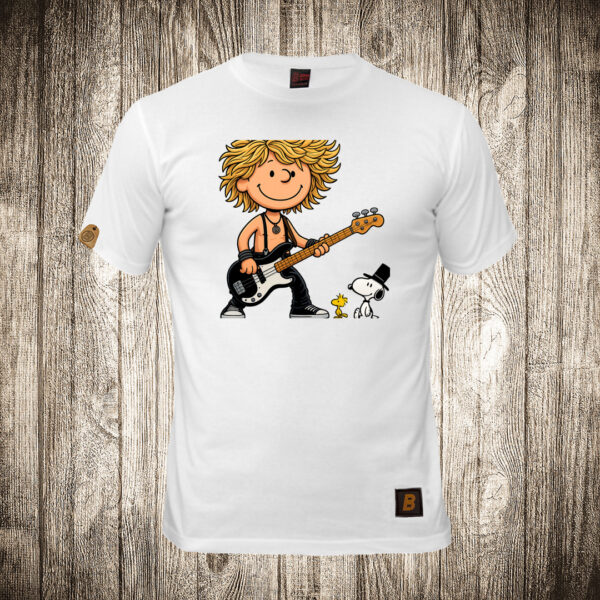 decija majica boja bela slika guns and roses i snupi