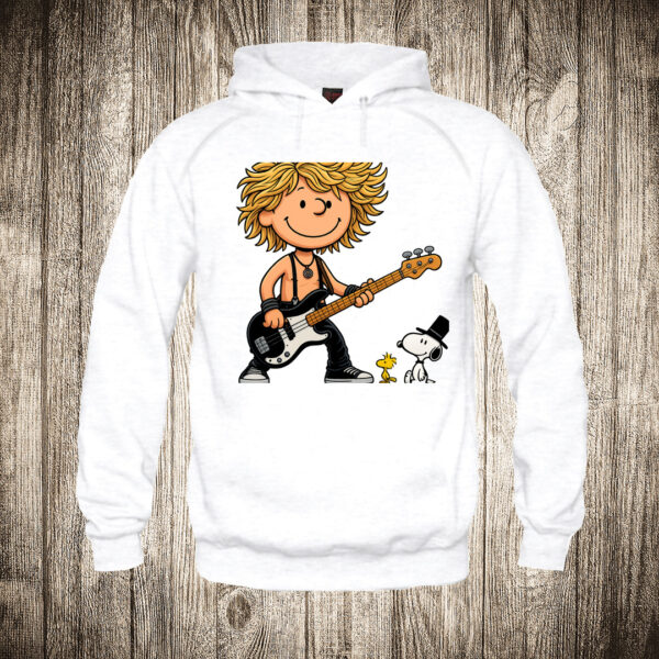 duks sa kapuljacom boja bela slika guns and roses i snupi