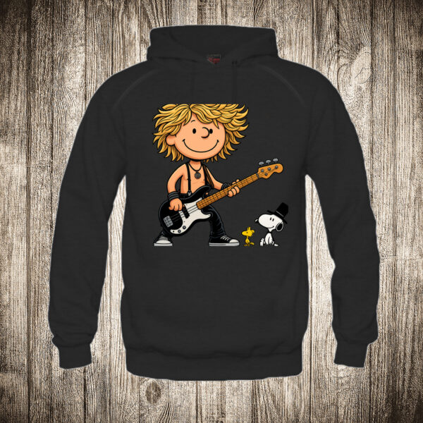 duks sa kapuljacom boja crna slika guns and roses i snupi