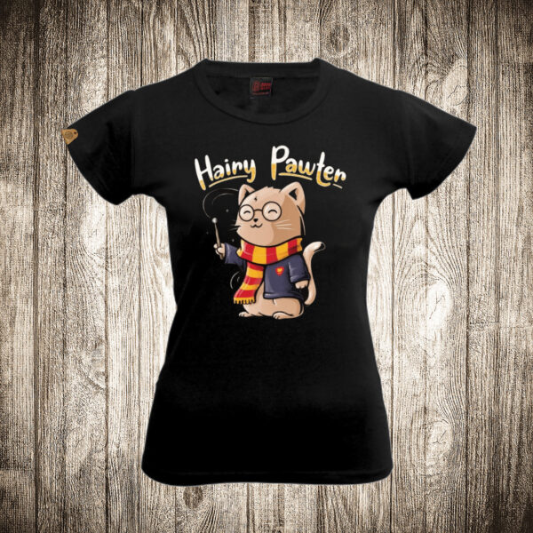 zenska majica boja crna slika hairy powter harry potter macka